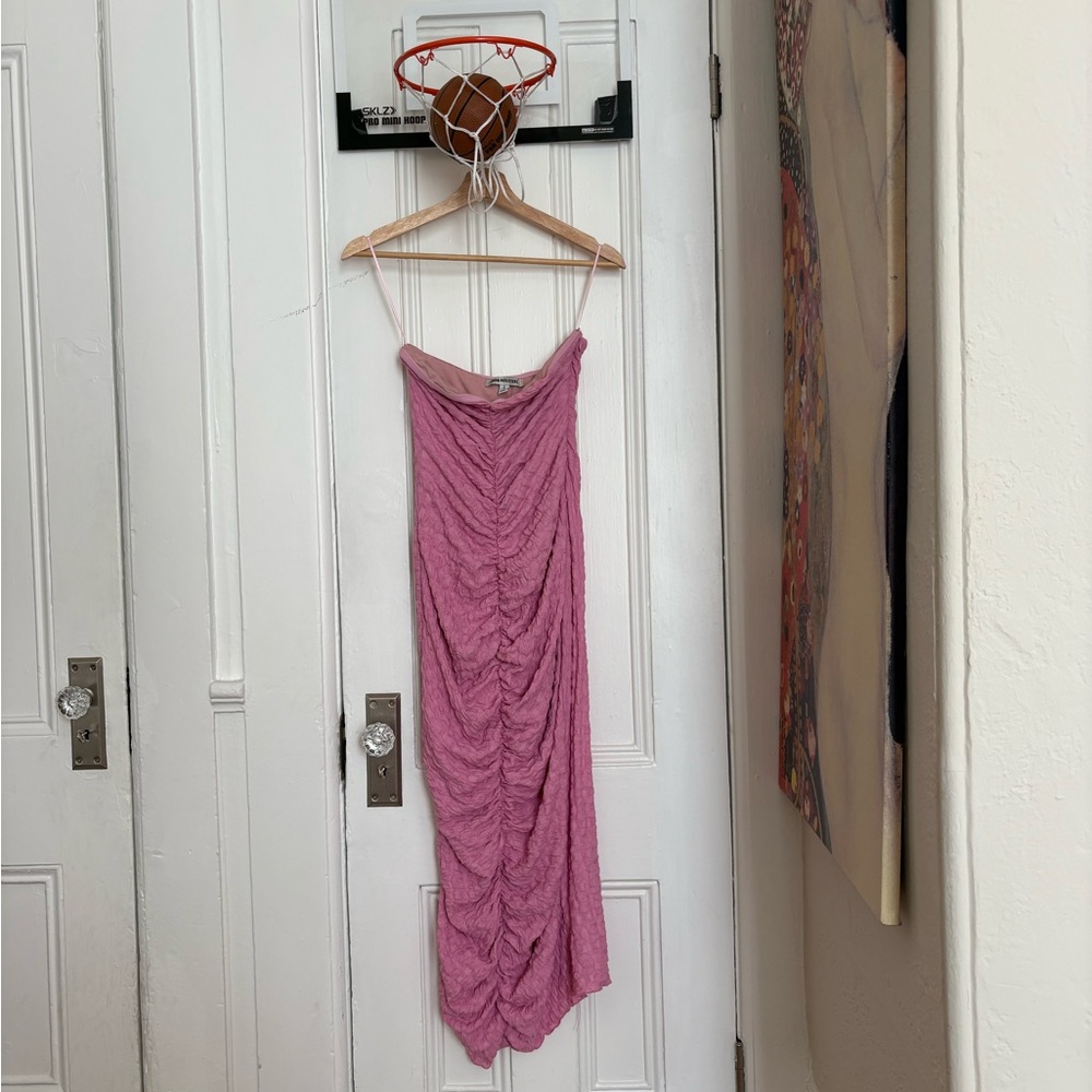 Urban Outfitters Pink Ruched Midi Dress
